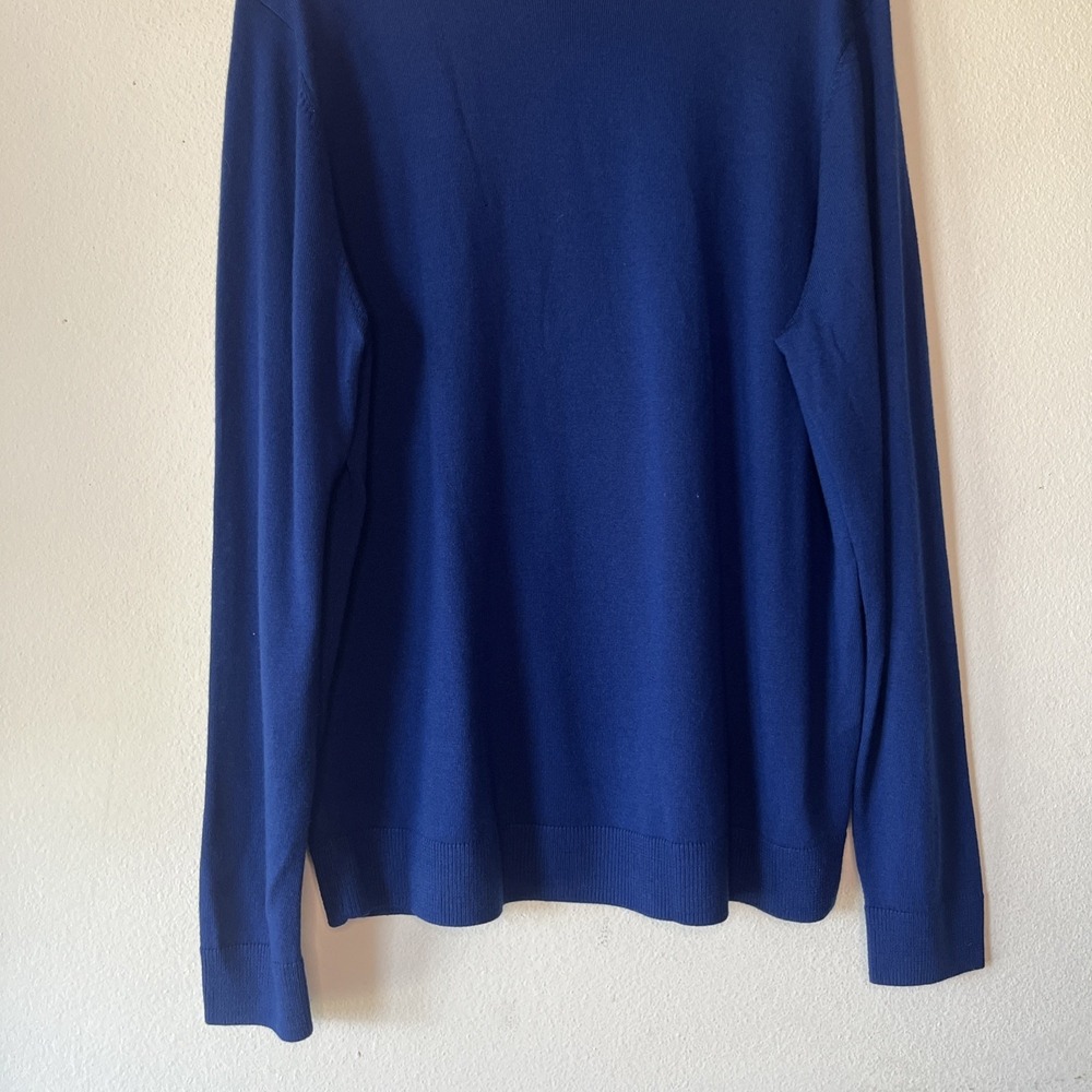 Nordstrom Men's Merino Wool  Blue Crew Neck Pullover Sweater XL Preppy Luxury - Picture 4 of 11